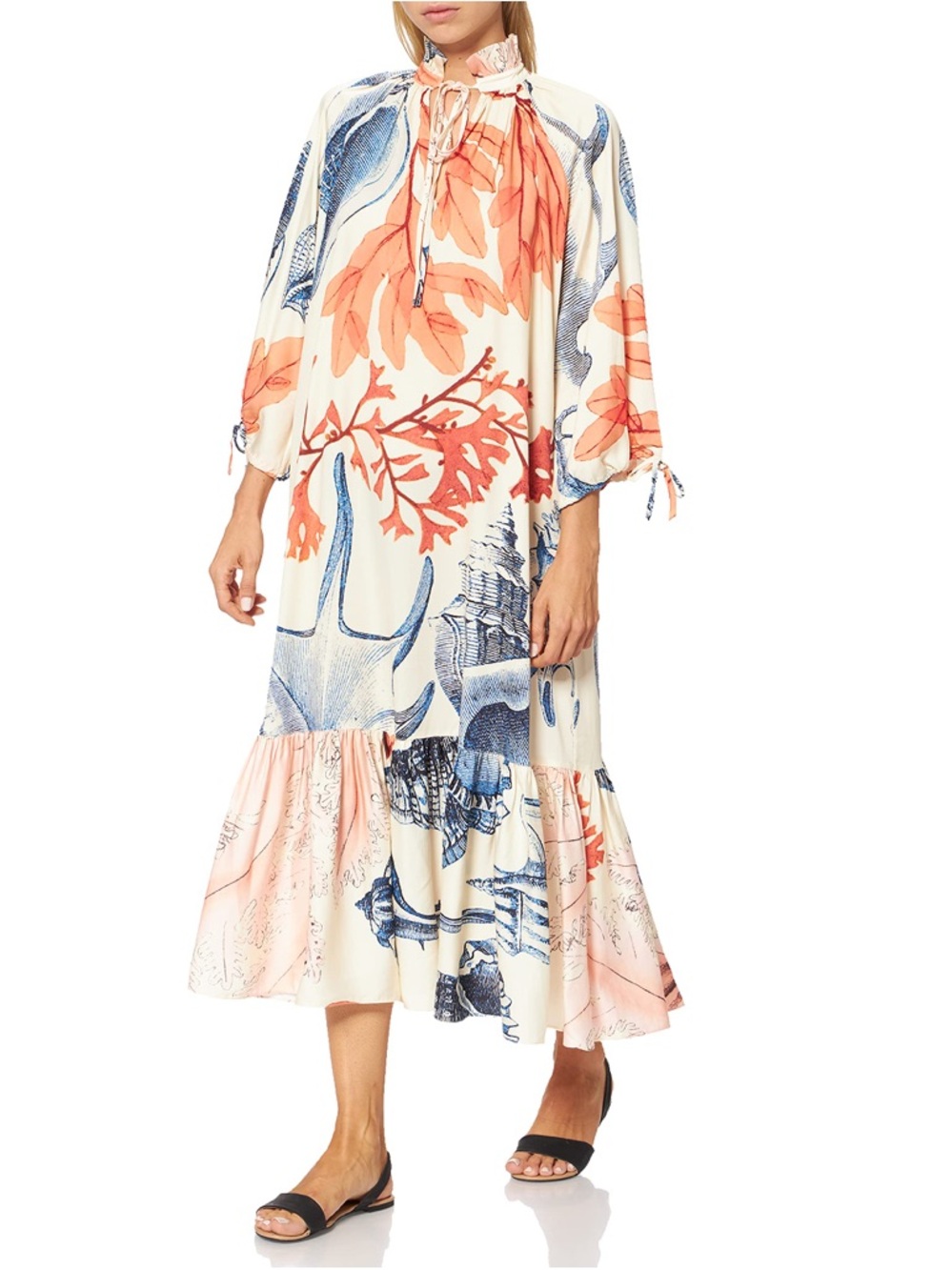 Gant Flowing Coral Seashell Maxi Dress Size US 6